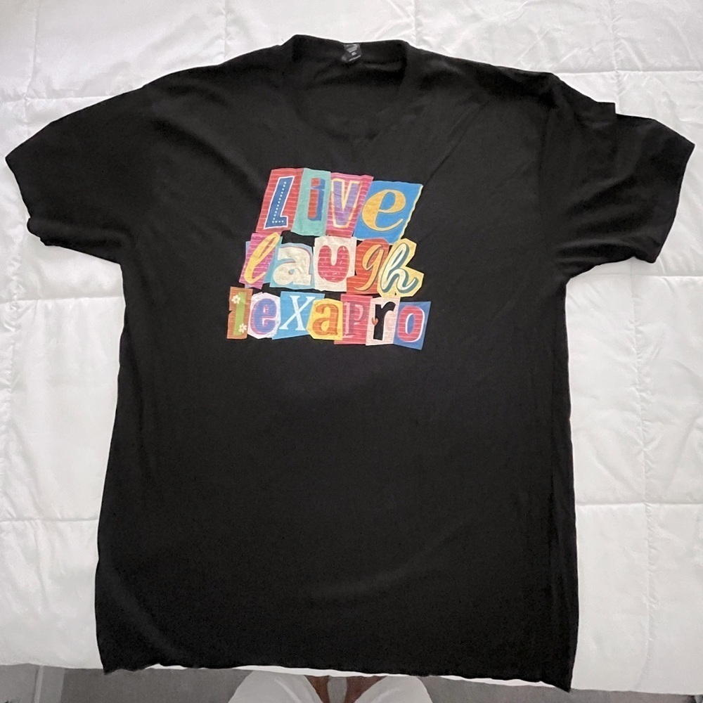 Black Tee “Live. Laugh. Lexipro. Size XL